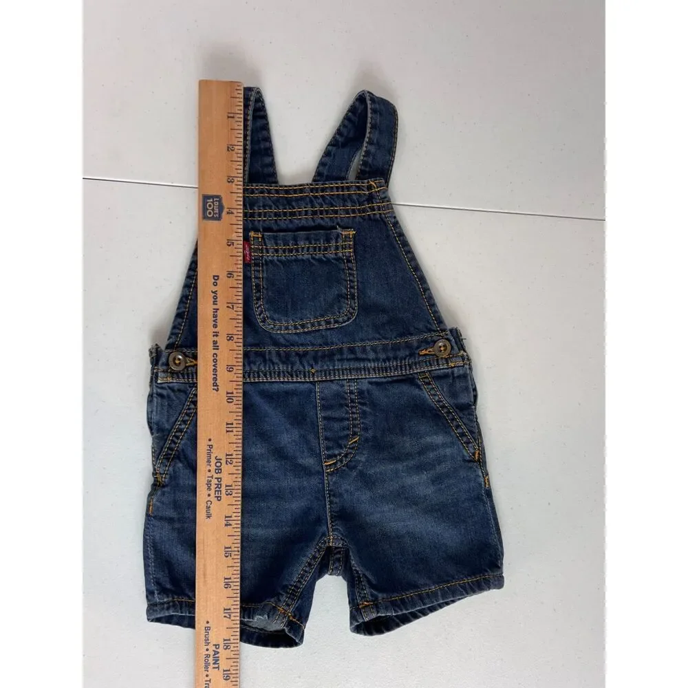 Levi's Baby Denim Overalls Shorts Dark Wash 100% Cotton Size 12 Months